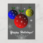 ハッピーホリデーズスノーフレークとオーナメントデザイン シーズンポストカード (正面)