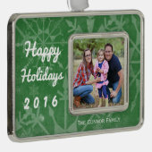ハッピーホリデーズスノーフレークフォトキープサケ シルバープレートフレームオーナメント (右)