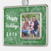 ハッピーホリデーズスノーフレークフォトキープサケ シルバープレートフレームオーナメント (左)