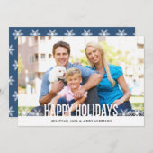 ハッピーホリデーズスノーフレークフォトクリスマス シーズンカード (正面/裏面)