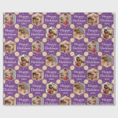 ハッピーホリデーズスノーフレークフォトパープル金ゴールド ラッピングペーパー (フラット)