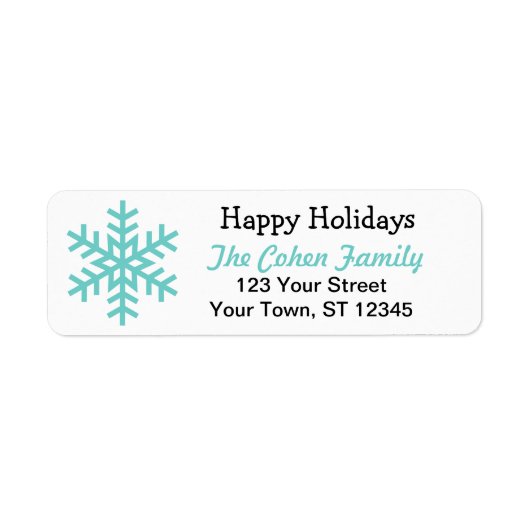 ハッピーホリデーズスノーフレーク差出人住所ラベル ラベル (正面)