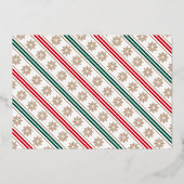 ハッピーホリデーズスノーフレーク赤ストライプ緑の写真 箔シーズンカード (裏面)