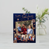 ハッピーホリデーズスノーフレーク4写真コラージュファミリーF 箔シーズンポストカード (立ち正面)