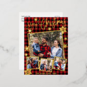 ハッピーホリデーズスノーフレーク4枚コラージュ 箔シーズンポストカード (正面/裏面)