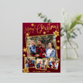 ハッピーホリデーズスノーフレーク4枚コラージュ 箔シーズンポストカード (立ち正面)