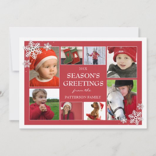 ハッピーホリデーズスノーフレーク8フォトグリーティングカード シーズンカード (正面)