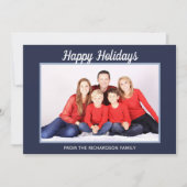 ハッピーホリデーズスノーフレークNavy Blueフォトフレーム シーズンカード (正面)