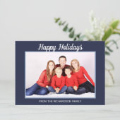 ハッピーホリデーズスノーフレークNavy Blueフォトフレーム シーズンカード (スタンド正面)