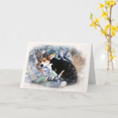 ハッピーホリデーズスリーピングパピー カード (黄色い花)