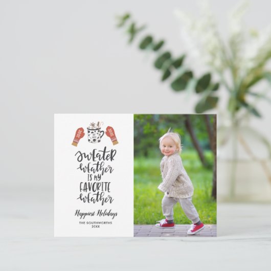 ハッピーホリデーズセーター天気マイお気に入りのフォト ポストカード (スタンド正面)