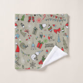 ハッピーホリデーズソングバーズアンド雪だるま バスタオルセット (ウォッシュタオル)