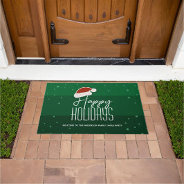 ハッピーホリデーズタイポグラフィクリスマスパーティーウェルカム ドアマット