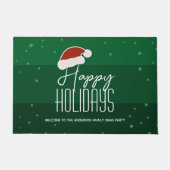ハッピーホリデーズタイポグラフィクリスマスパーティーウェルカム ドアマット (正面)