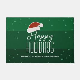 ハッピーホリデーズタイポグラフィクリスマスパーティーウェルカム ドアマット