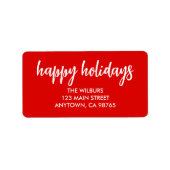 ハッピーホリデーズタイポグラフィレッド差出人住所 ラベル (正面)