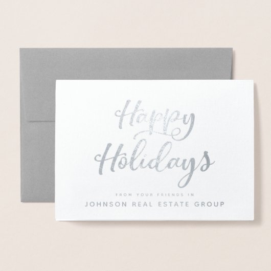 ハッピーホリデーズタイポグラフィ|祝日のご案内 箔カード (封筒付き正面)