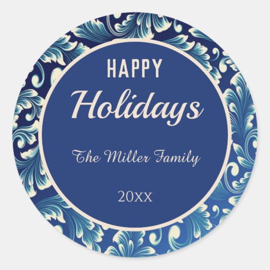 ハッピーホリデーズダマ葉スクオンブルー ラウンドシール (正面)