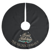ハッピーホリデーズチョークスタイルタイポグラフィ パーソナライズされた ブラッシュドポリエステルツリースカート (正面)