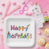 ハッピーホリデーズチルドレン ペーパープレート (パーティー)