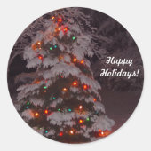 ハッピーホリデーズツリーライトステッカー ラウンドシール (正面)