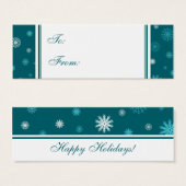 ハッピーホリデーズティール（緑がかった色）スノーフレークスギフトラベル (正面&裏面)