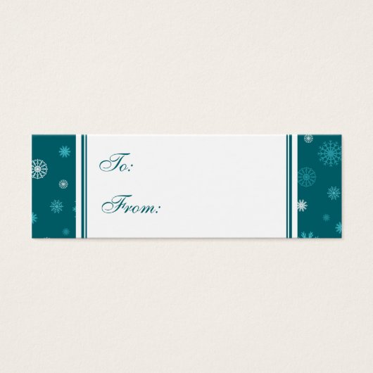 ハッピーホリデーズティール（緑がかった色）スノーフレークスギフトラベル (正面)