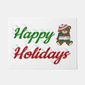 ハッピーホリデーズテディベアクリスマススクリプト ドアマット (正面)