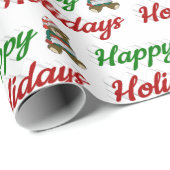 ハッピーホリデーズテディベアクリスマススクリプト ラッピングペーパー (ロールコーナー)