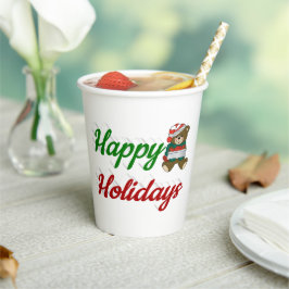 ハッピーホリデーズテディベアクリスマススクリプト 紙コップ