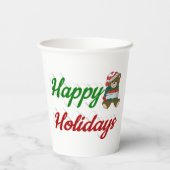 ハッピーホリデーズテディベアクリスマススクリプト 紙コップ (裏面)