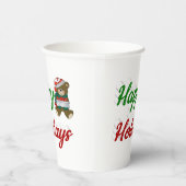 ハッピーホリデーズテディベアクリスマススクリプト 紙コップ (右)