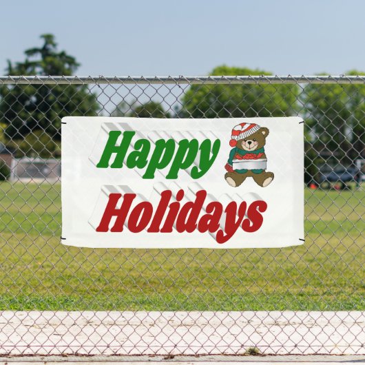 ハッピーホリデーズテディベアクリスマスタイポグラフィ 横断幕 (インサイチュ)