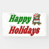 ハッピーホリデーズテディベアクリスマスタイポグラフィ 横断幕 (横)