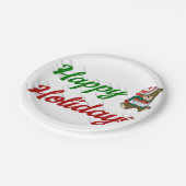 ハッピーホリデーズテディベアスクリプトクリスマス ペーパープレート (アングル)