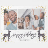 ハッピーホリデーズディアー&紙吹雪フォトコラージュ フリースブランケット (正面(横))