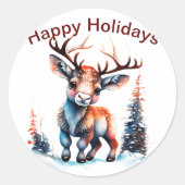 ハッピーホリデーズトナお洒落ーナーグリーティング ラウンドシール (正面)