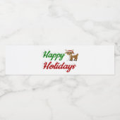 ハッピーホリデーズトナカイのスクリプトクリスマス ペットボトルラベル (シングルラベル)