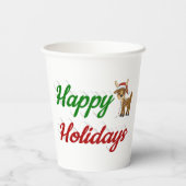 ハッピーホリデーズトナカイのスクリプトクリスマス 紙コップ (裏面)