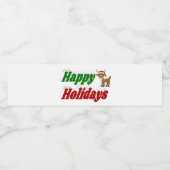 ハッピーホリデーズトナカイタイポグラフィクリスマス ペットボトルラベル (シングルラベル)