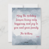 ハッピーホリデーズトナカイ冬の水のカラーシーン シーズンカード (裏面)