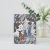 ハッピーホリデーズトナカイ冬の水のカラーシーン シーズンカード (スタンド正面)