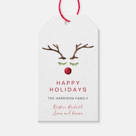 ハッピーホリデーズトナディアウォーターカラークリスマス ギフトタグ (正面)