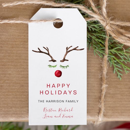 ハッピーホリデーズトナディアウォーターカラークリスマス ギフトタグ