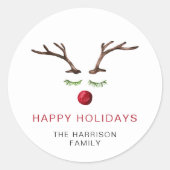 ハッピーホリデーズトナディアウォーターカラークリスマス ラウンドシール (正面)