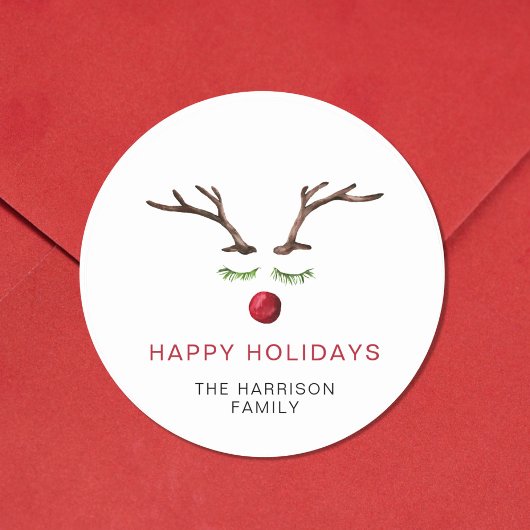 ハッピーホリデーズトナディアウォーターカラークリスマス ラウンドシール