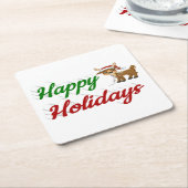 ハッピーホリデーズトナディアクリスマススクリプト スクエアペーパーコースター (アングル)