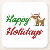 ハッピーホリデーズトナディアクリスマススクリプト スクエアペーパーコースター (正面)