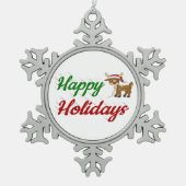 ハッピーホリデーズトナディアクリスマススクリプト スノーフレークピューターオーナメント (正面)