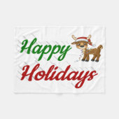 ハッピーホリデーズトナディアクリスマススクリプト フリースブランケット (正面(横))